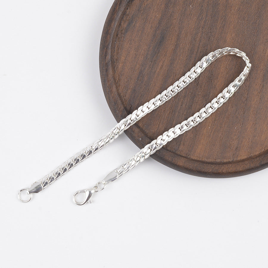 Women's & Men's Ethnic Style Sier Plated Fashion Side Bracelet