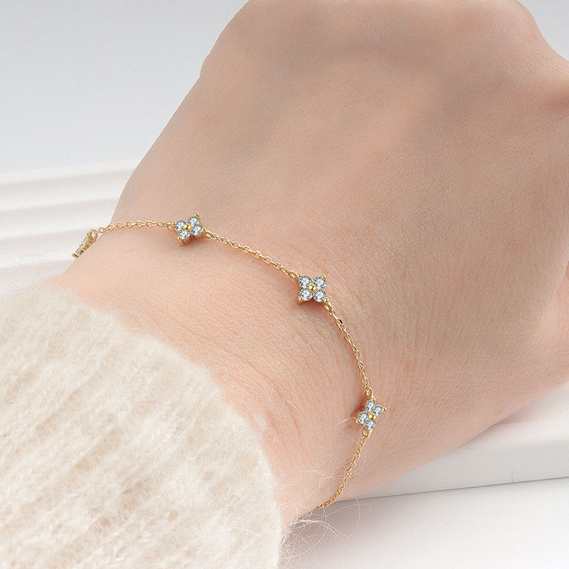 Sterling Sier Plated Gold Starry Clover Necklaces