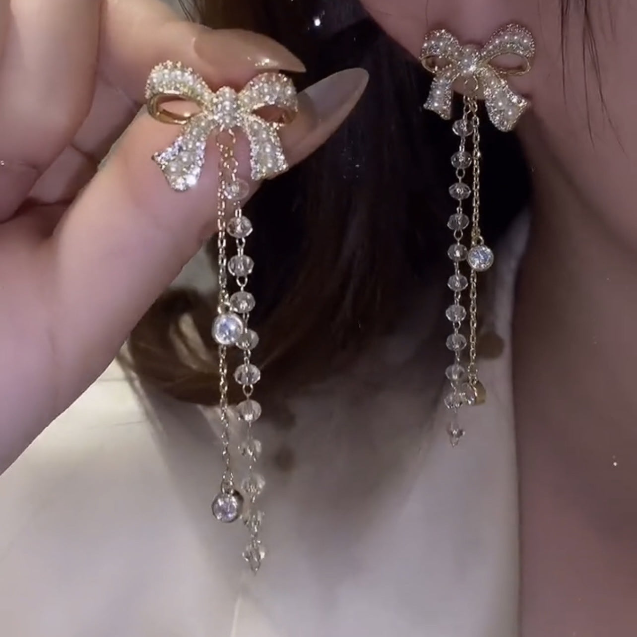 Women's Needle Elegant Long Tassel Thin Effect Earrings