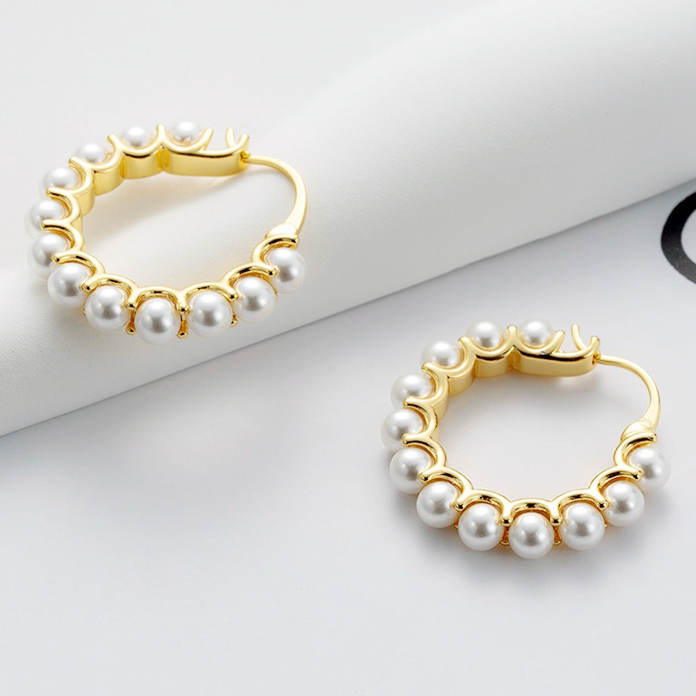 Women's Camellia Imitation Pearl Chinese Style Niche Earrings