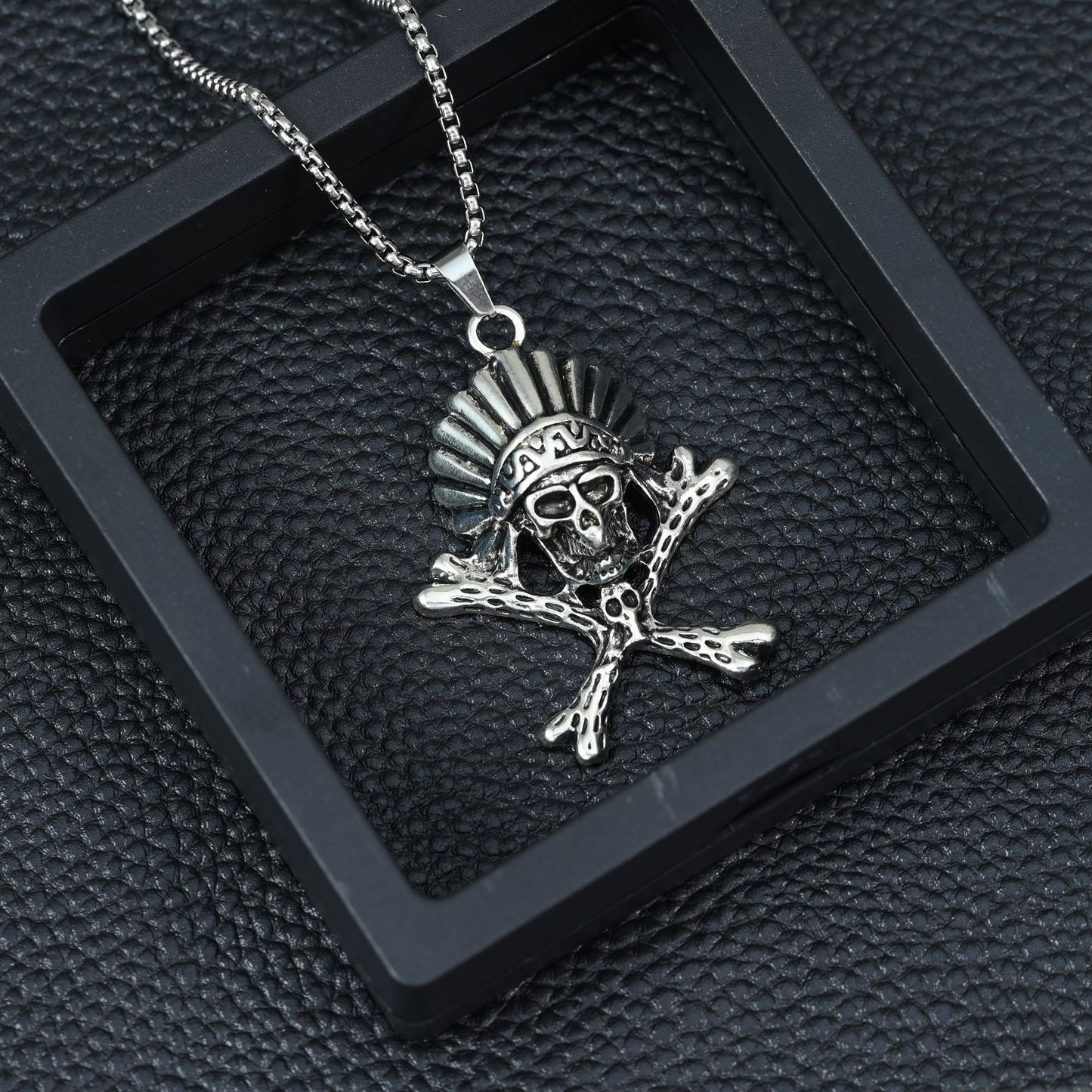 Men's Steel Hip Hop Vintage Indian Skull Halloween Necklaces
