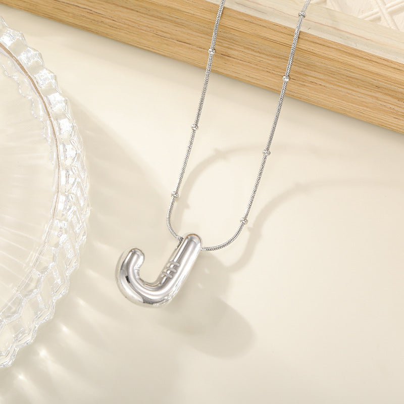 Women's Trendy Bubble Letter Colorfast Titanium Steel Design Pendants