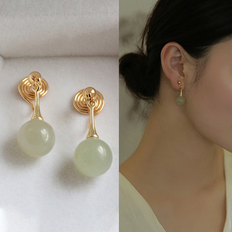 Jade Light Luxury High-grade Ear Clip Mosquito Earrings