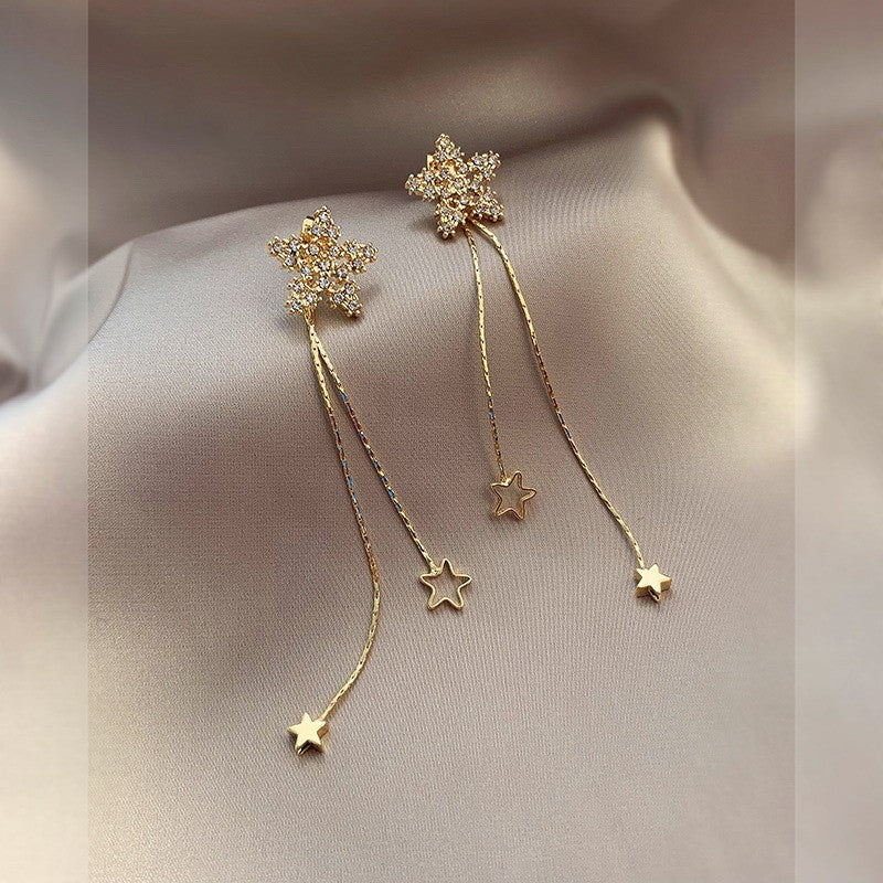 Women's Needle Elegant Long Tassel Thin Effect Earrings
