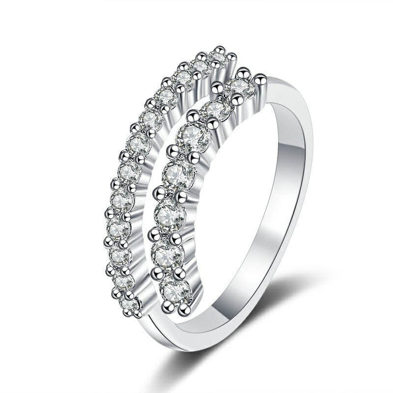 Women's Korean Style Versatile Fashion Classic Simple Wedding Inlaid Ring