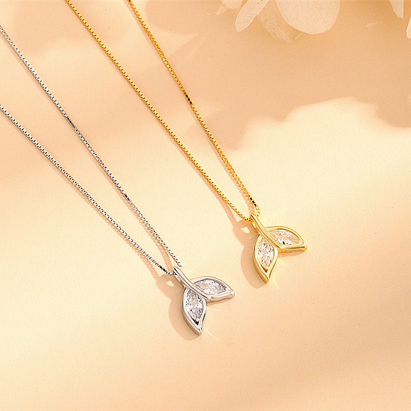 Women's Refined Rhinestone Mermaid Tail Clavicle Chain Pendants