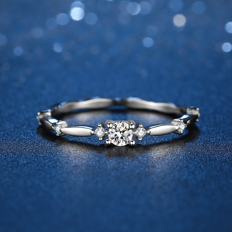 Lace Wave Stackable Fashion Pair Small Diamond Ring