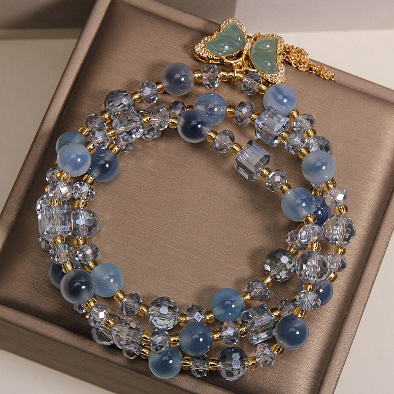 Blue Sugar Heart Agate Female Light Bracelet