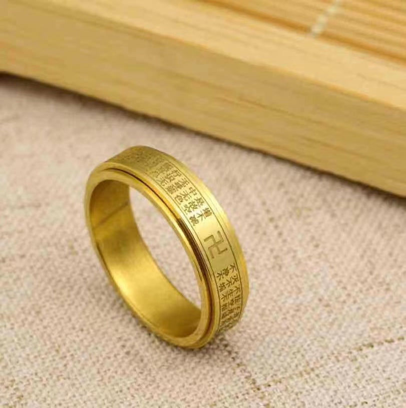 Women's & Men's Stainless Steel Ornament Rotatable Accessories Titanium Rings