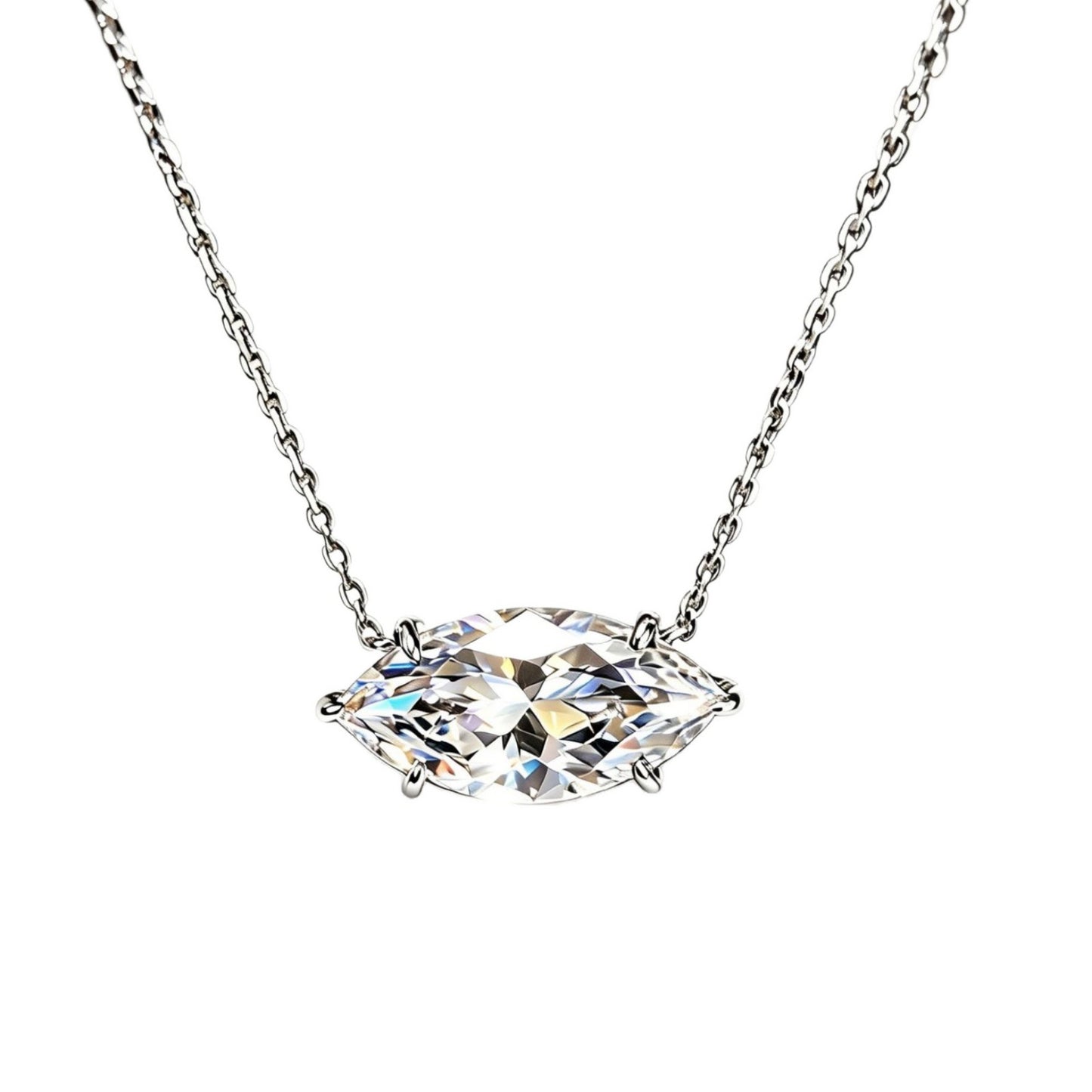 Women's Eye Diamond Sterling Sier For 2 Karat Horizontal Push-pull Adjustable Necklaces
