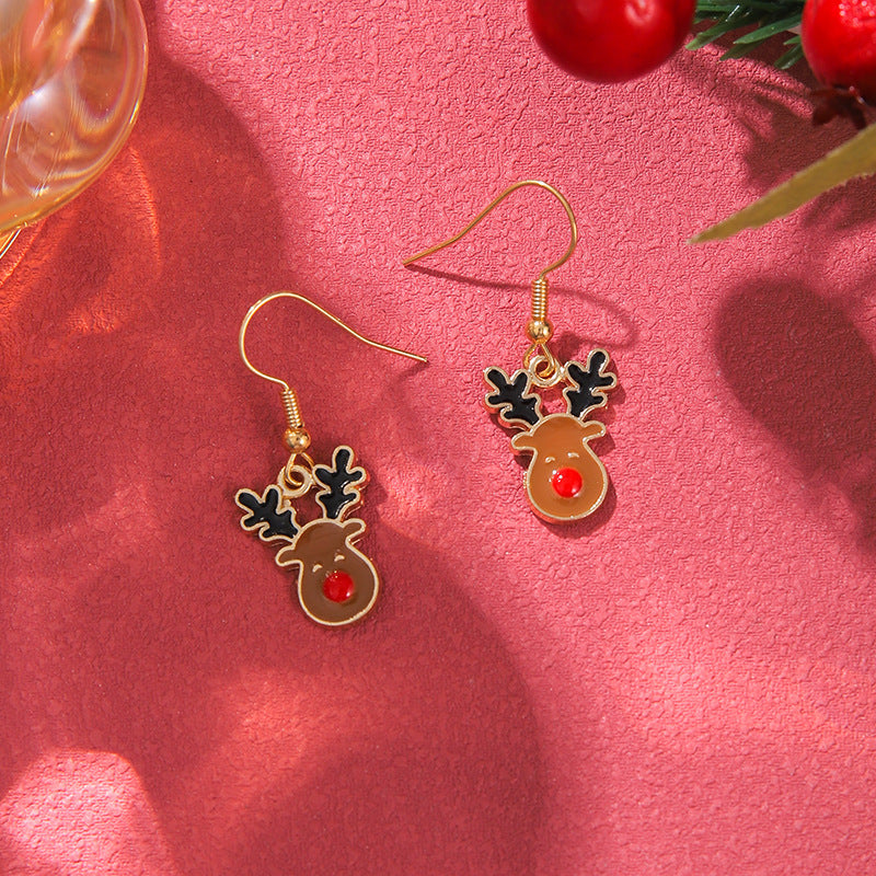 Handmade Exaggerated Big Christmas Tree Five-pointed Star Alloy Stitching Earrings