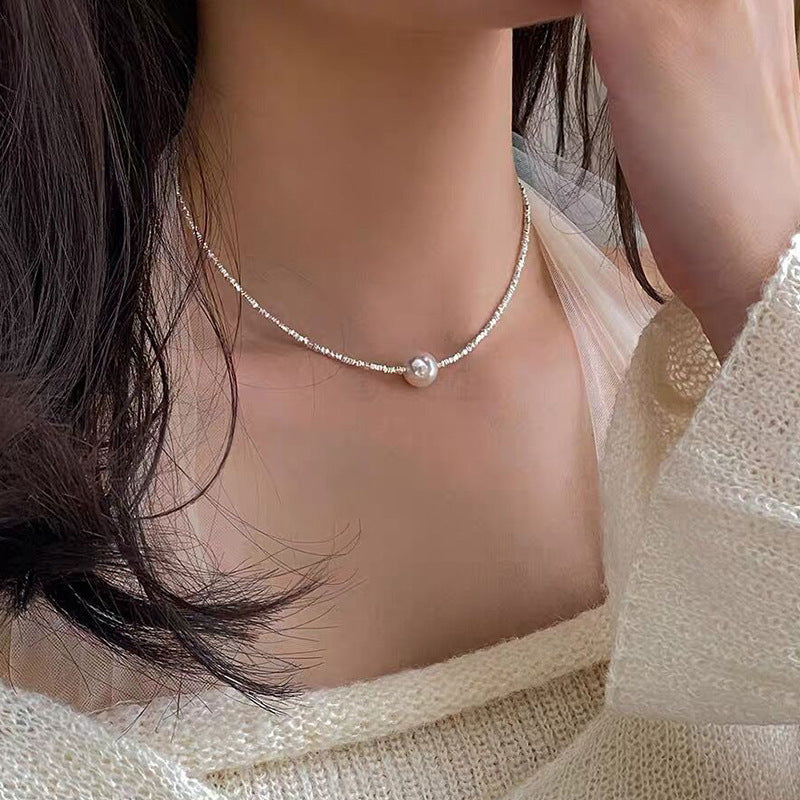 Two Pearl Design Small Pieces Of Short Female Necklaces