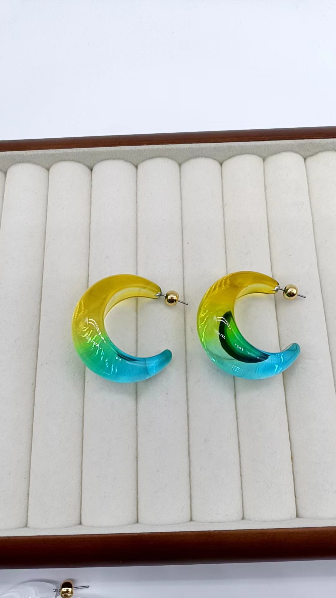 Orange Crescent Acrylic Design Simple High Sense Rings