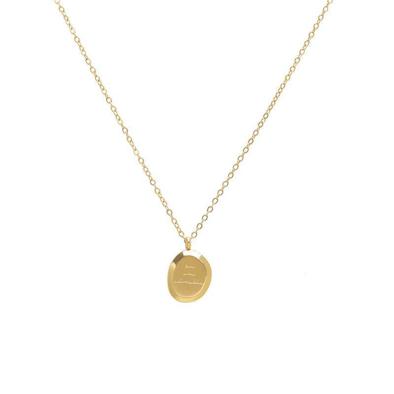 Letters Titanium Steel Geometric Round Clavicle Necklaces
