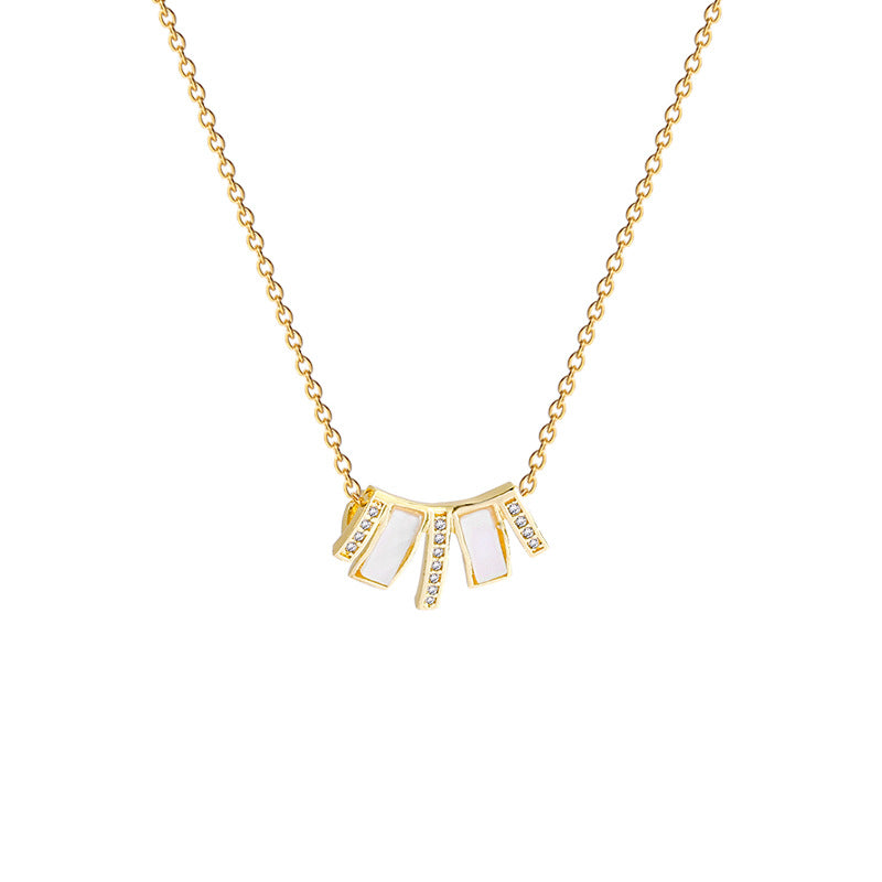 Geometric Imitation White Shell Titanium Steel High Sense Light Luxury Necklace