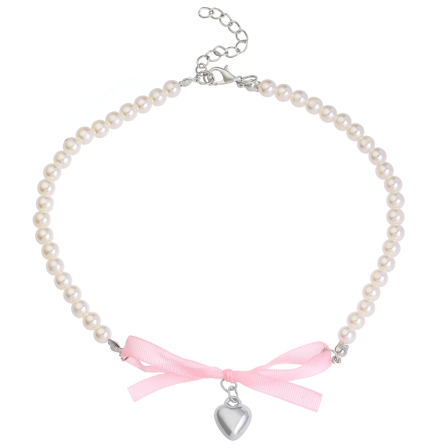 Bow Love Pearl Female Sweet Pure Necklaces