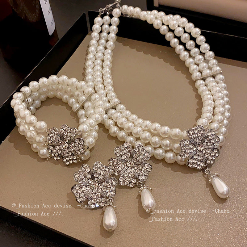 Flower Pearl Niche Creative Clavicle Chain Graceful Fashionable High Necklaces