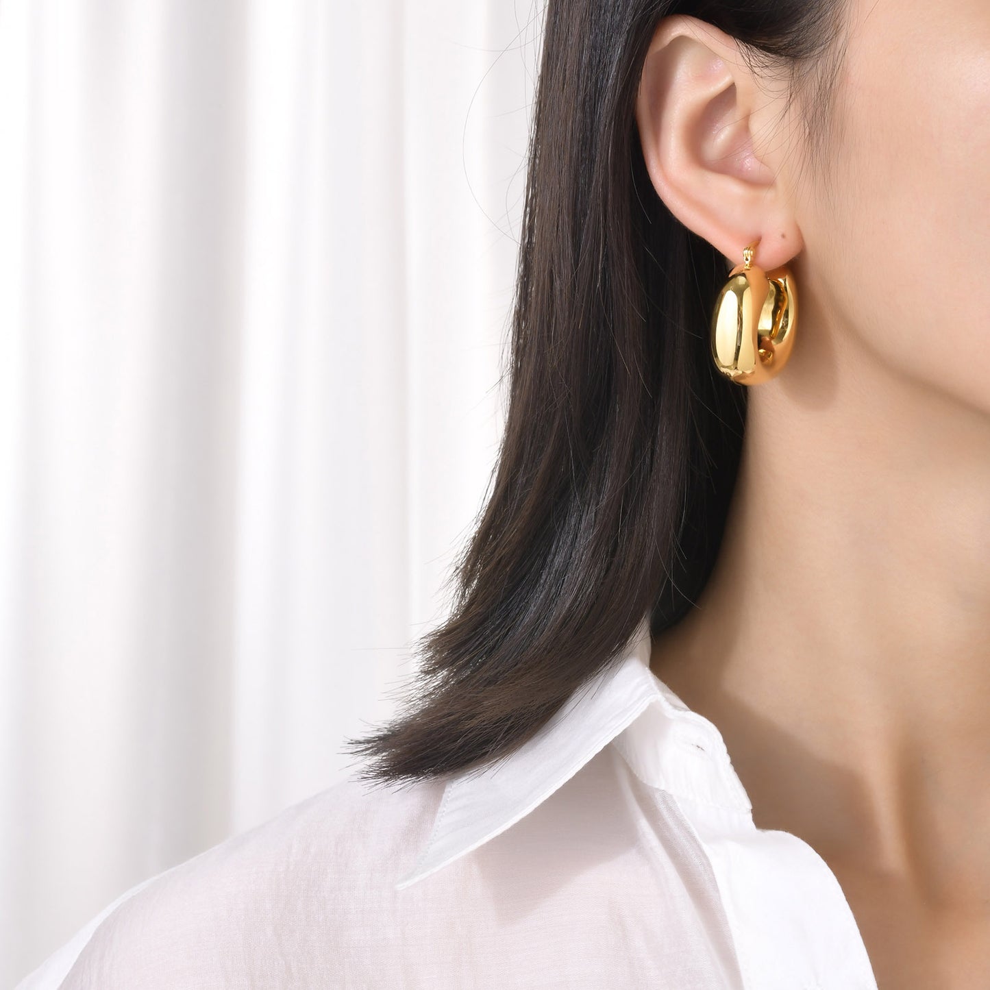 Women's Ornament Titanium Steel Hollow Chubby Exaggerated Earrings