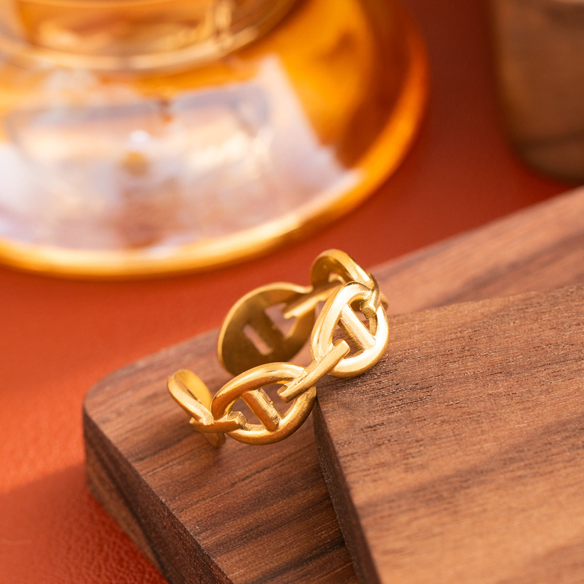 Pig Nose Stainless Steel Open Chain Titanium Oval Oil Ring