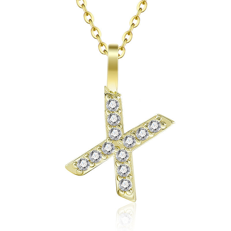 Diamond Inlaid Zircon English Letter Female Pendants