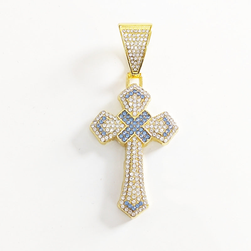 Men's Hop Cross Two-tone Blue Pink Personality Pendants