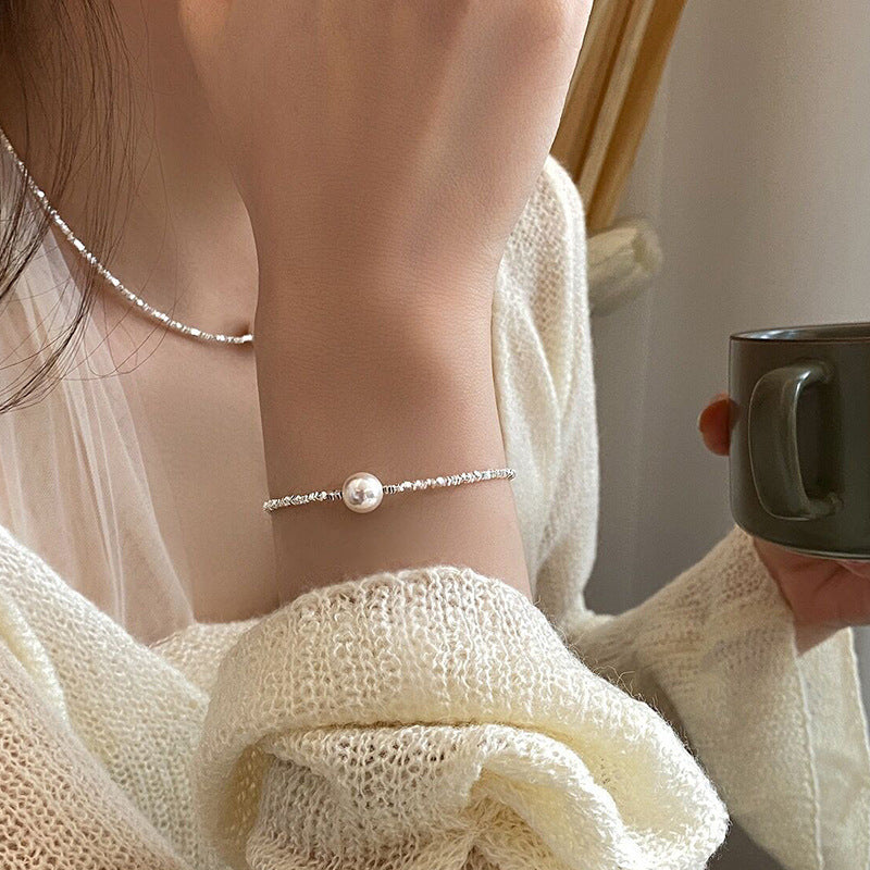 Two Pearl Design Small Pieces Of Short Female Necklaces