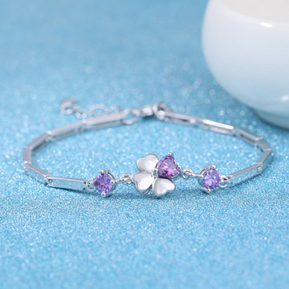 Women's Style Fashion Sier Plated Lucky Leaf Grass Bracelets