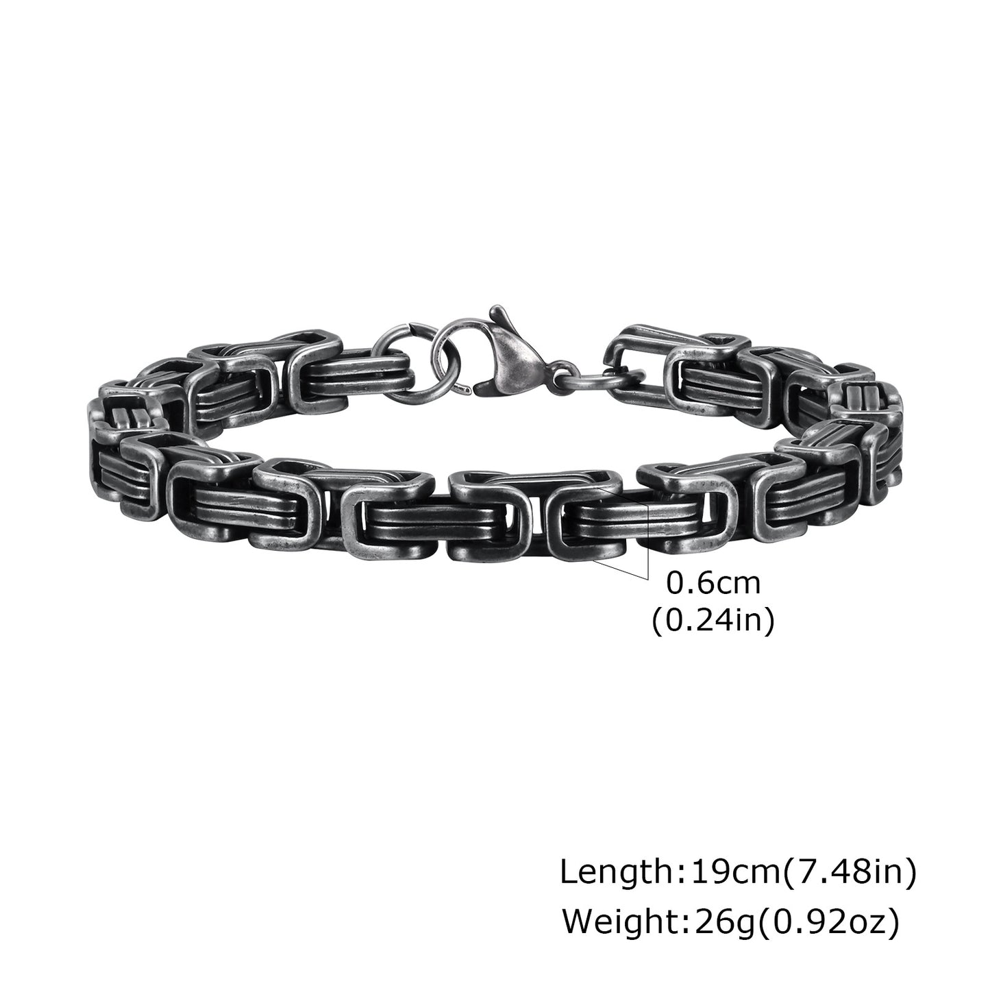 Men's Stainless Steel Square Byzantine Gold Fashion Bracelets