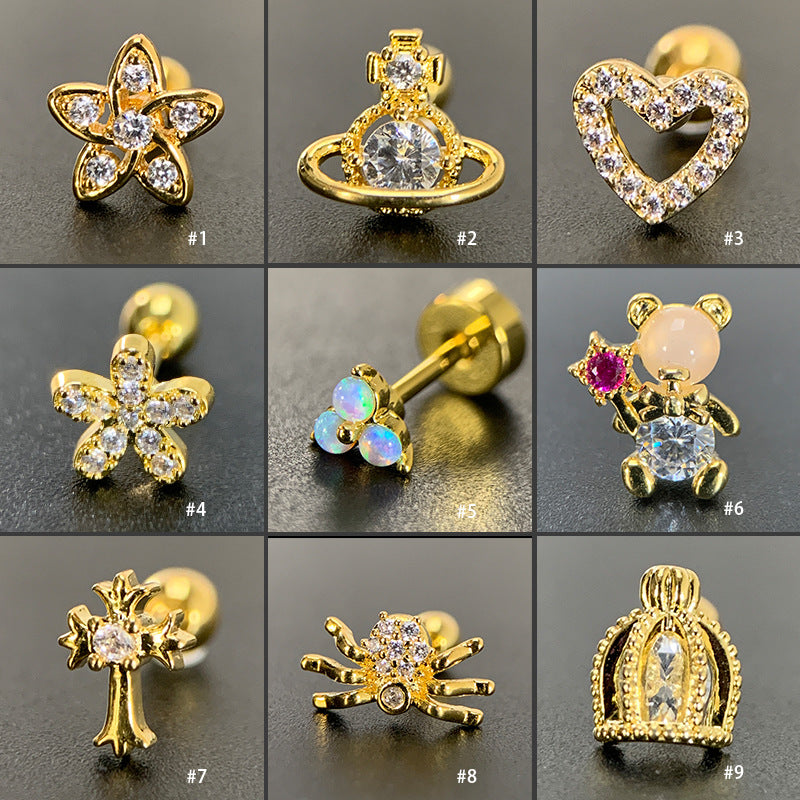 Steel Ear Bone Spider Cross Screw Twist Earrings