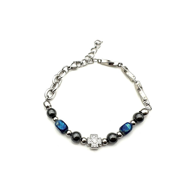 Gager Color Haematite Stainless Steel Stitching Design Bracelets