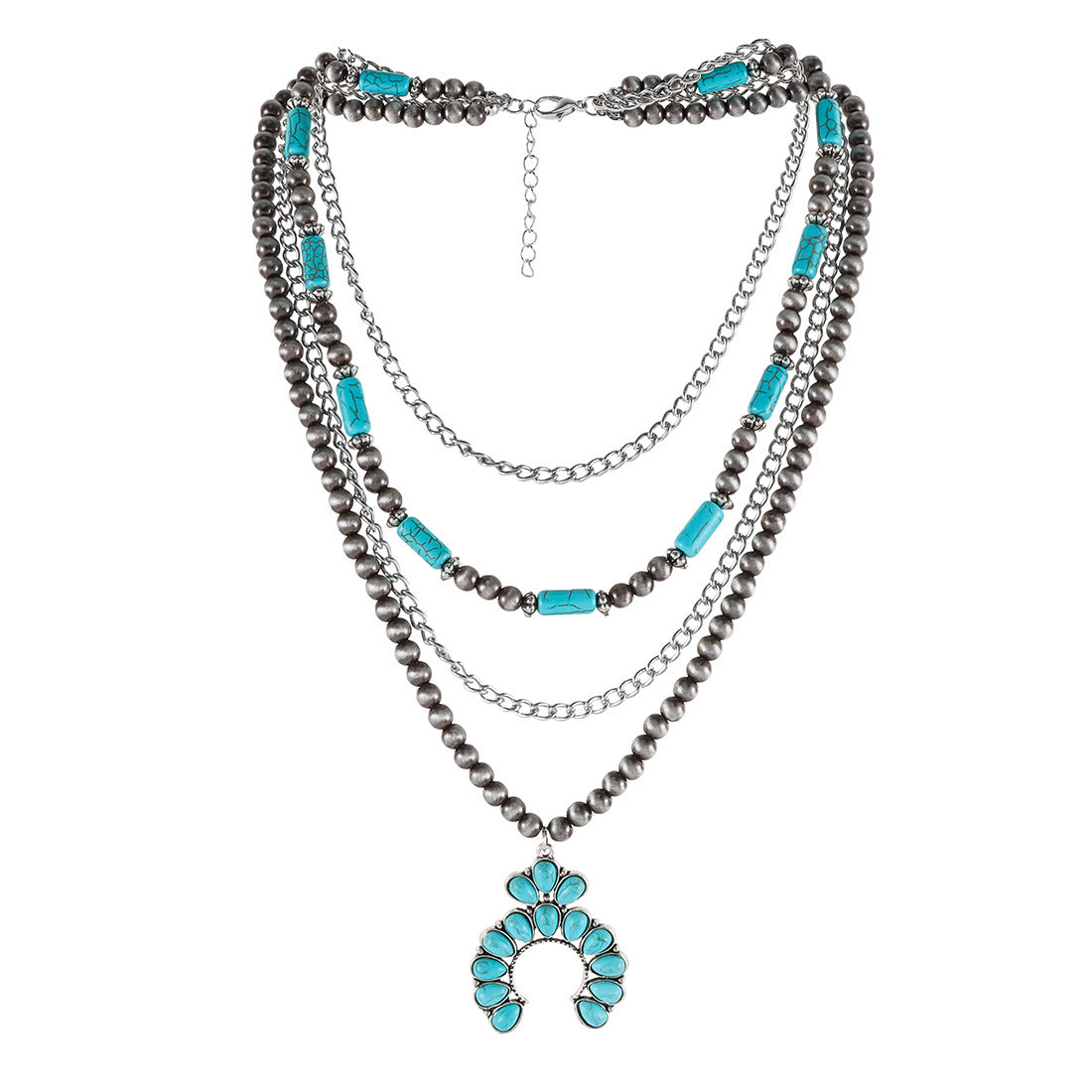 Ornament Turquoise Bohemian Style Twin Clavicle Necklaces