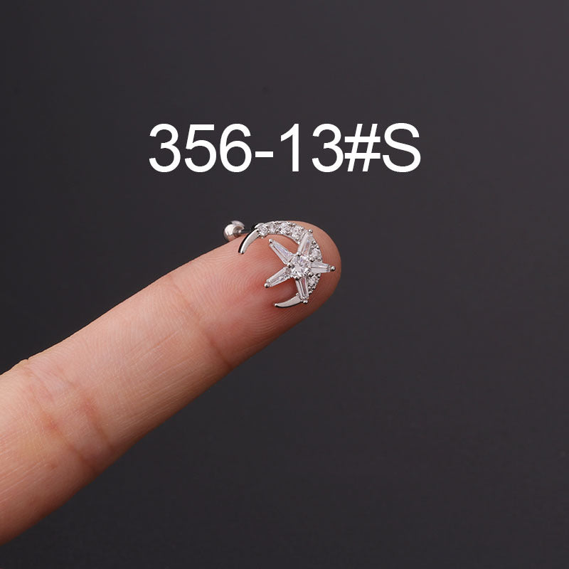 Twist Ball Ear Bone Piercing Zircon Earrings