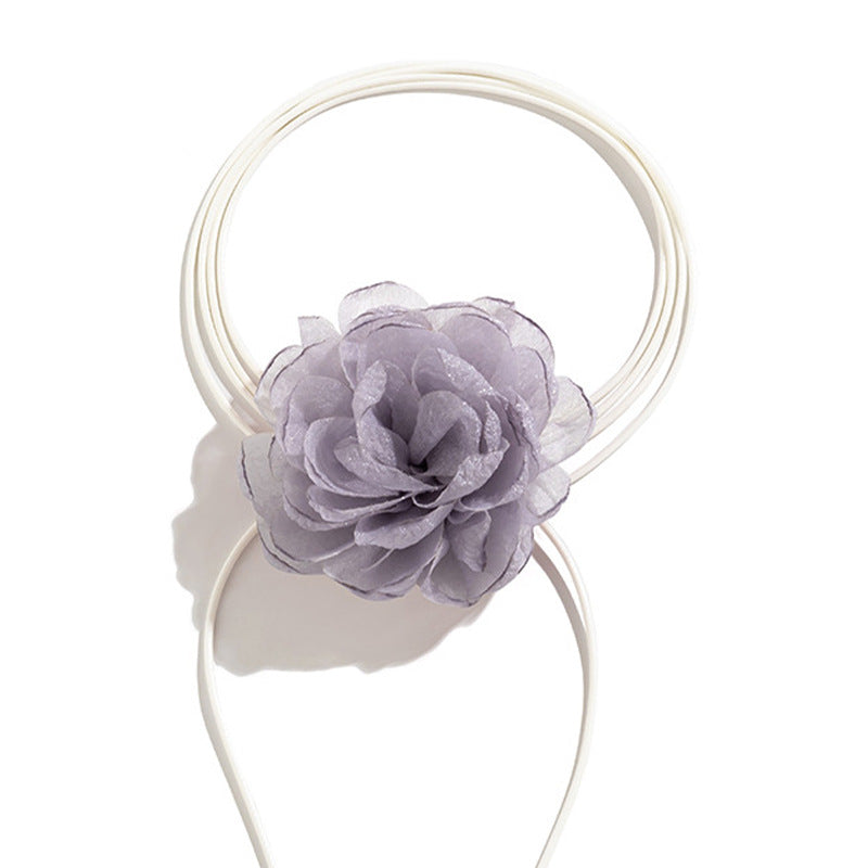 Women's French Elegant Three-dimensional Camellia Handmade Fabric Flower Necklaces