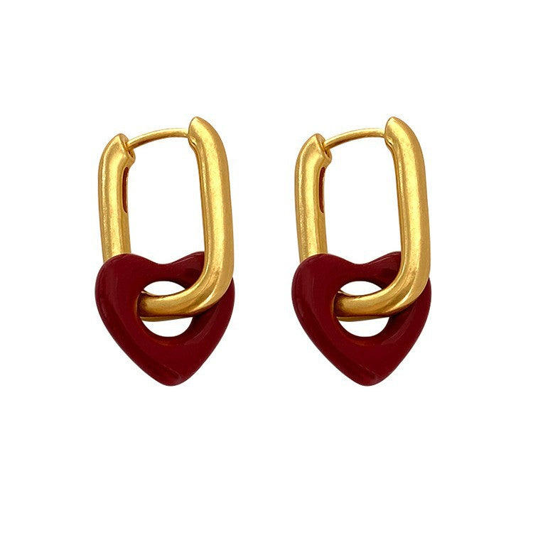 High-grade Light Luxury Peach Ear Clip Frosty Rings