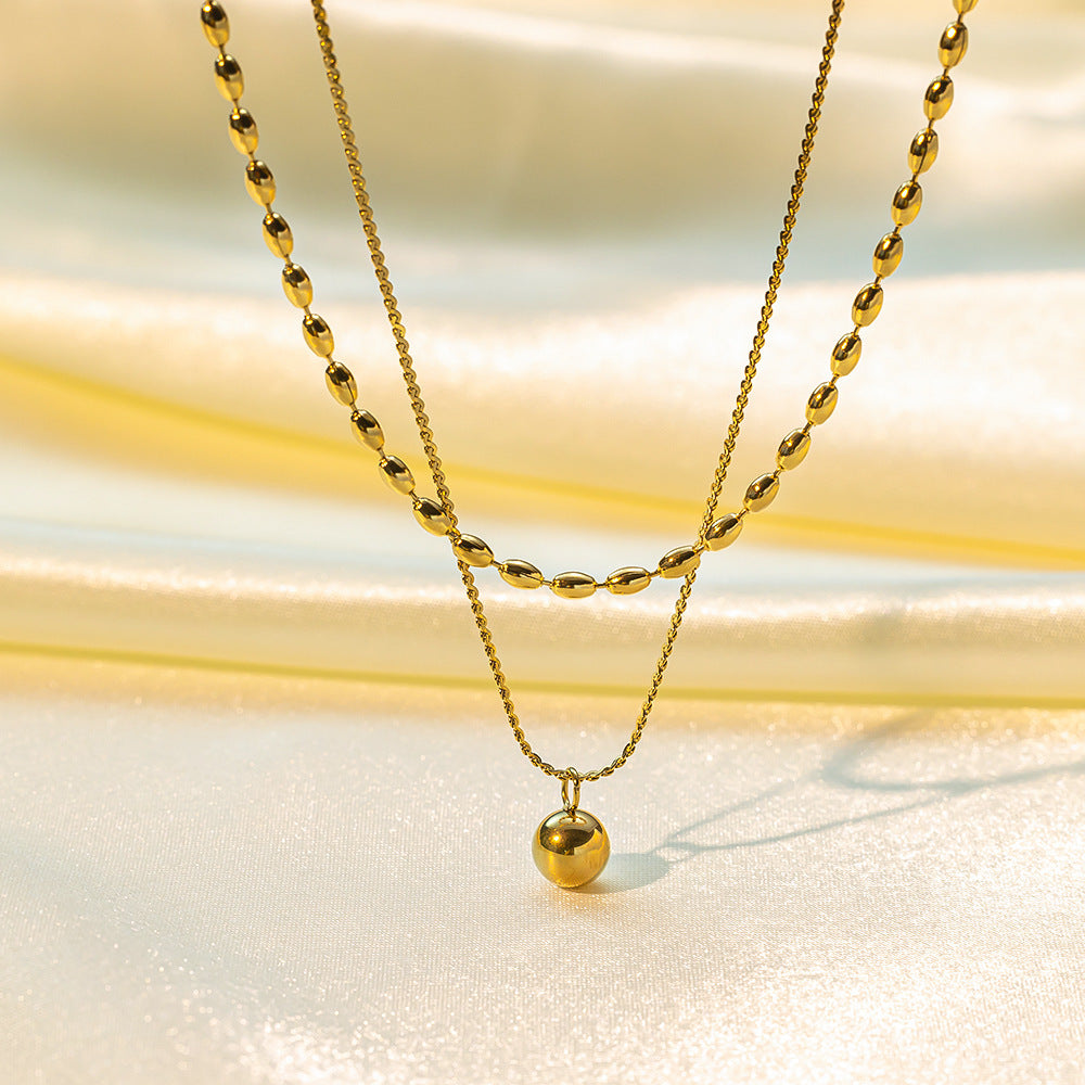 Women's Popular Twin Style Gold-plated Titanium Steel Necklaces