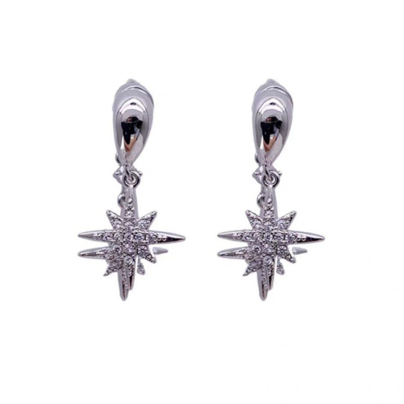 Women's Korean Style Fashionable Micro Inlaid Zircon Stars Earrings