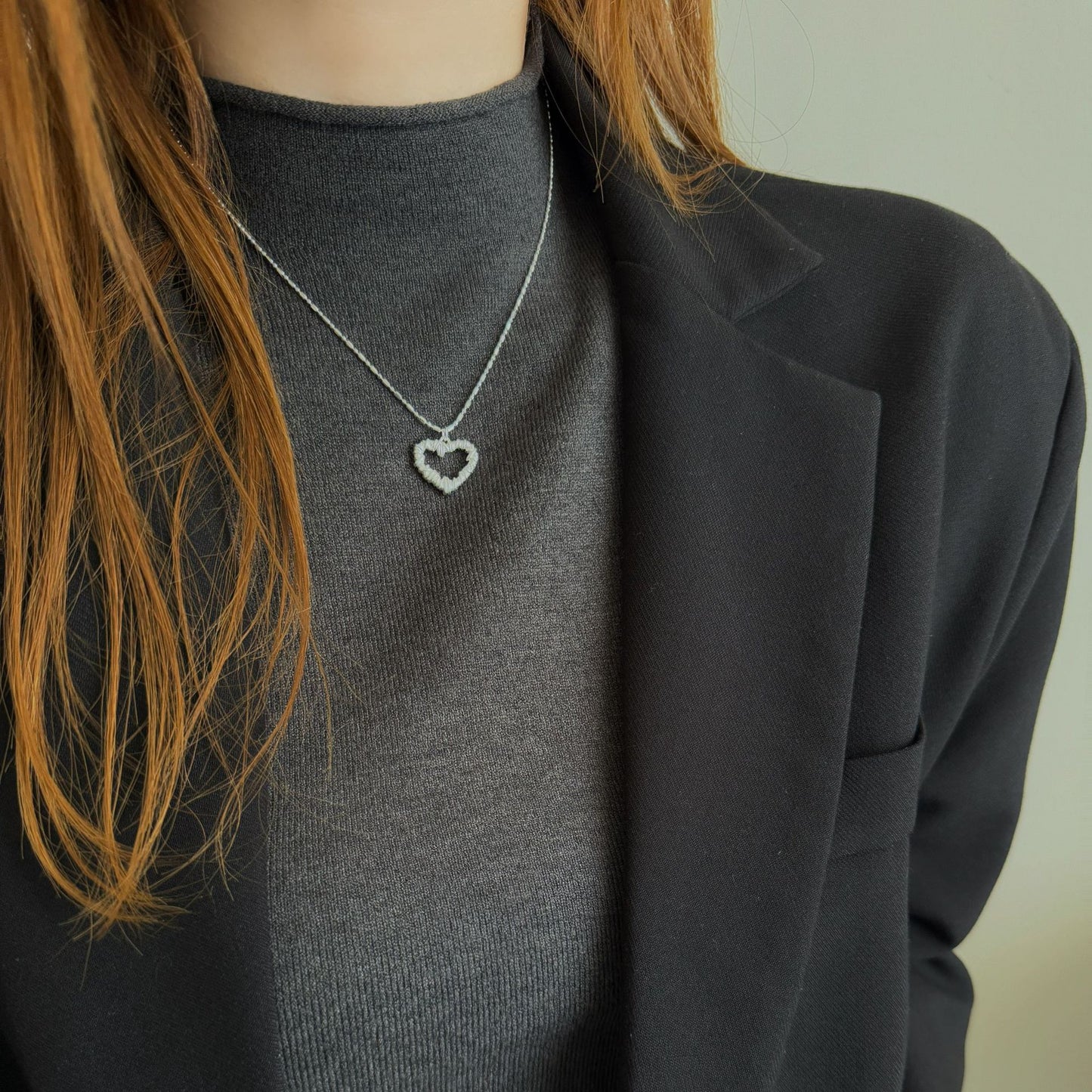 Women's Sterling Sier Hollow Heart For Minority Necklace