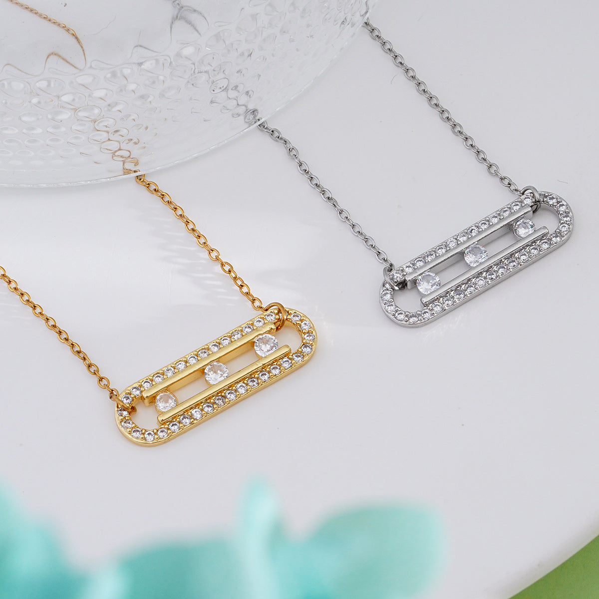 Women's Light Luxury Simplicity Zircon Titanium Steel Necklaces