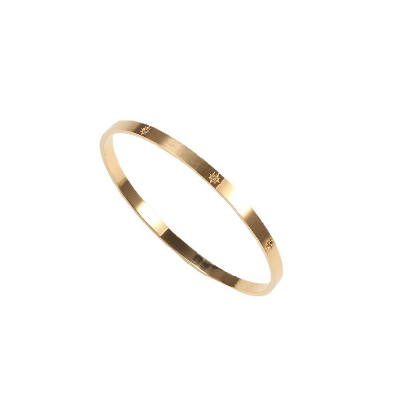 Women's Brushed Inlaid Fine Diamond Gold Personalized Commuter Gift Bracelet