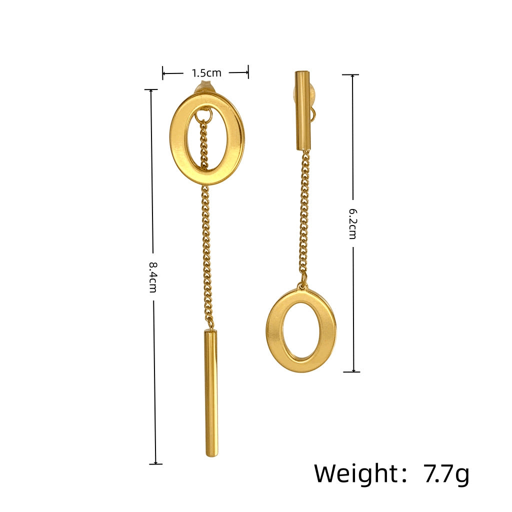 Style Geometric Ellipse High-grade Fashion Light Luxury Minority Stainless Stud Earrings