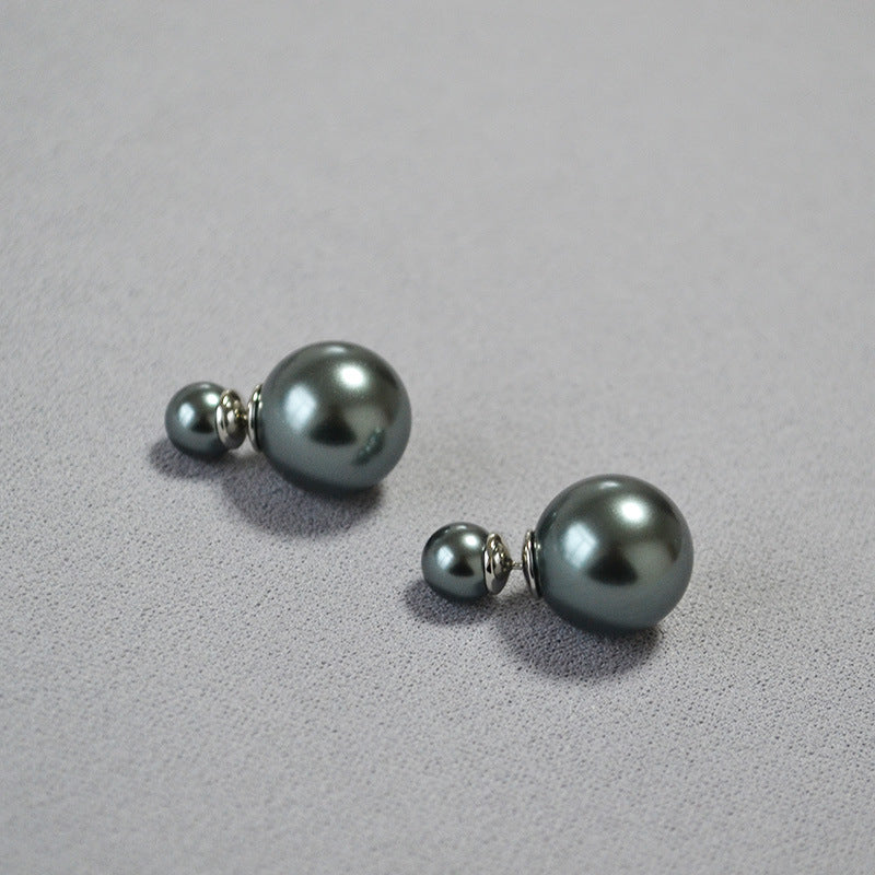 Highlight Perfect Circle Imitation Large Small Pearls Simple Temperament Earrings