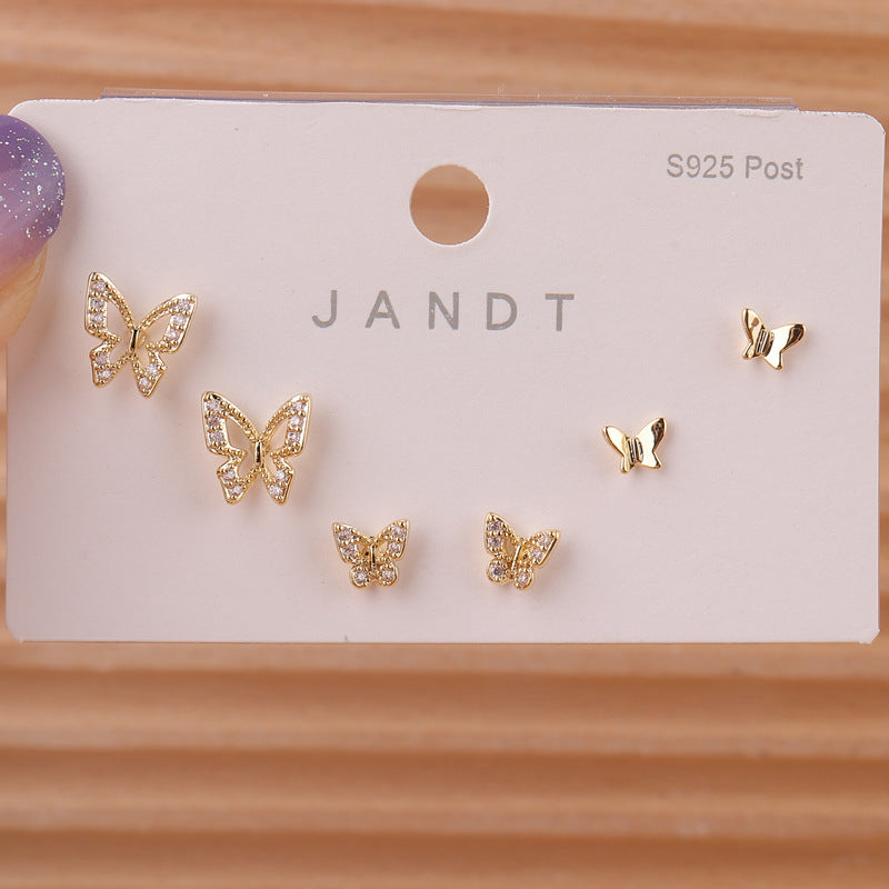 Needle Suit Asymmetric Korean Simple Swan Snowflake Temperament Earrings