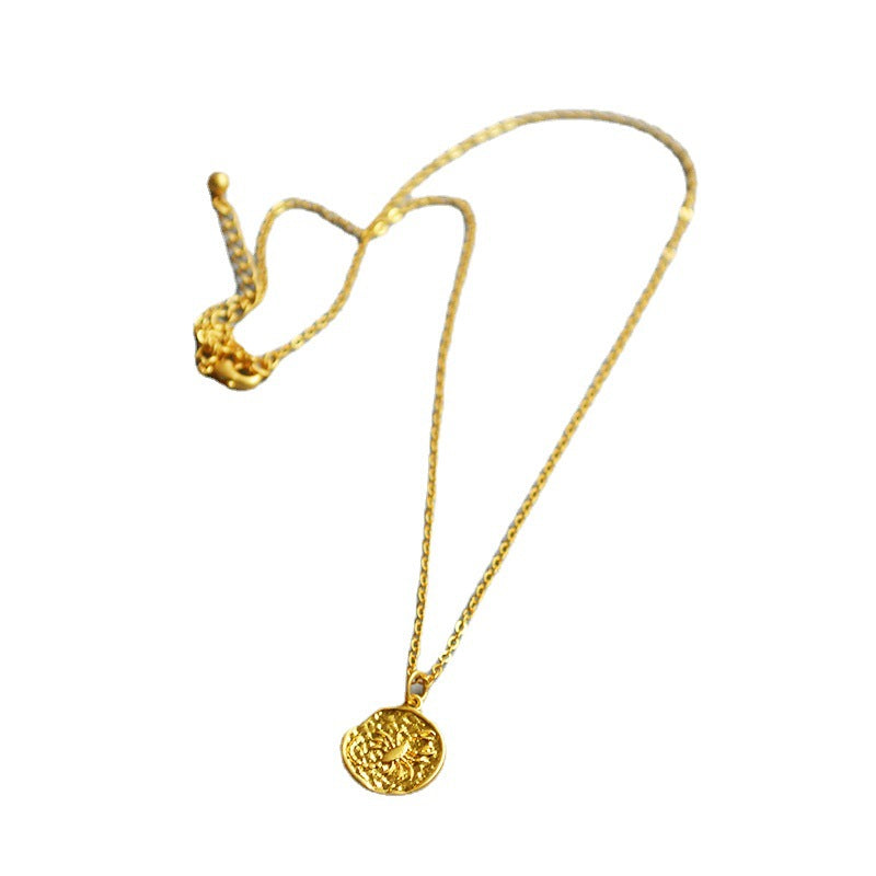 Niche Retro Golden Constellation Embossed Pattern Necklaces