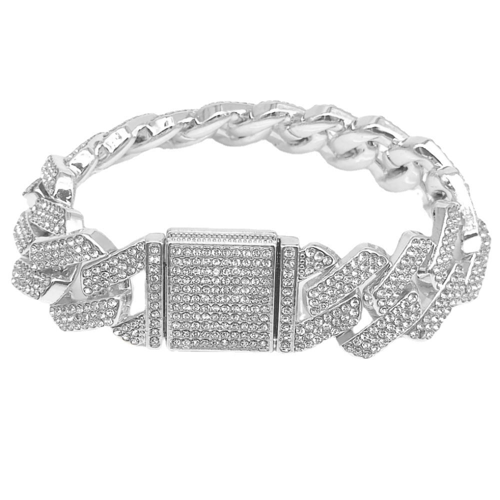 Flip Box Buckle Diamond Three-row Drill Necklaces