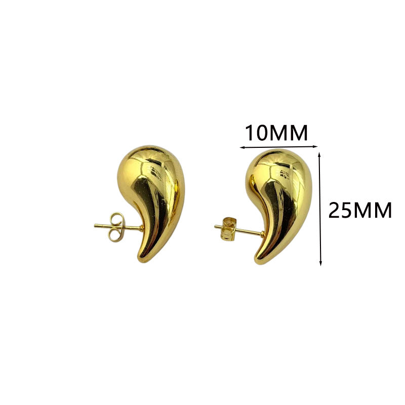Women's Steel Hollow Affordable Luxury Style Water Drop Glossy Titanium No Rings