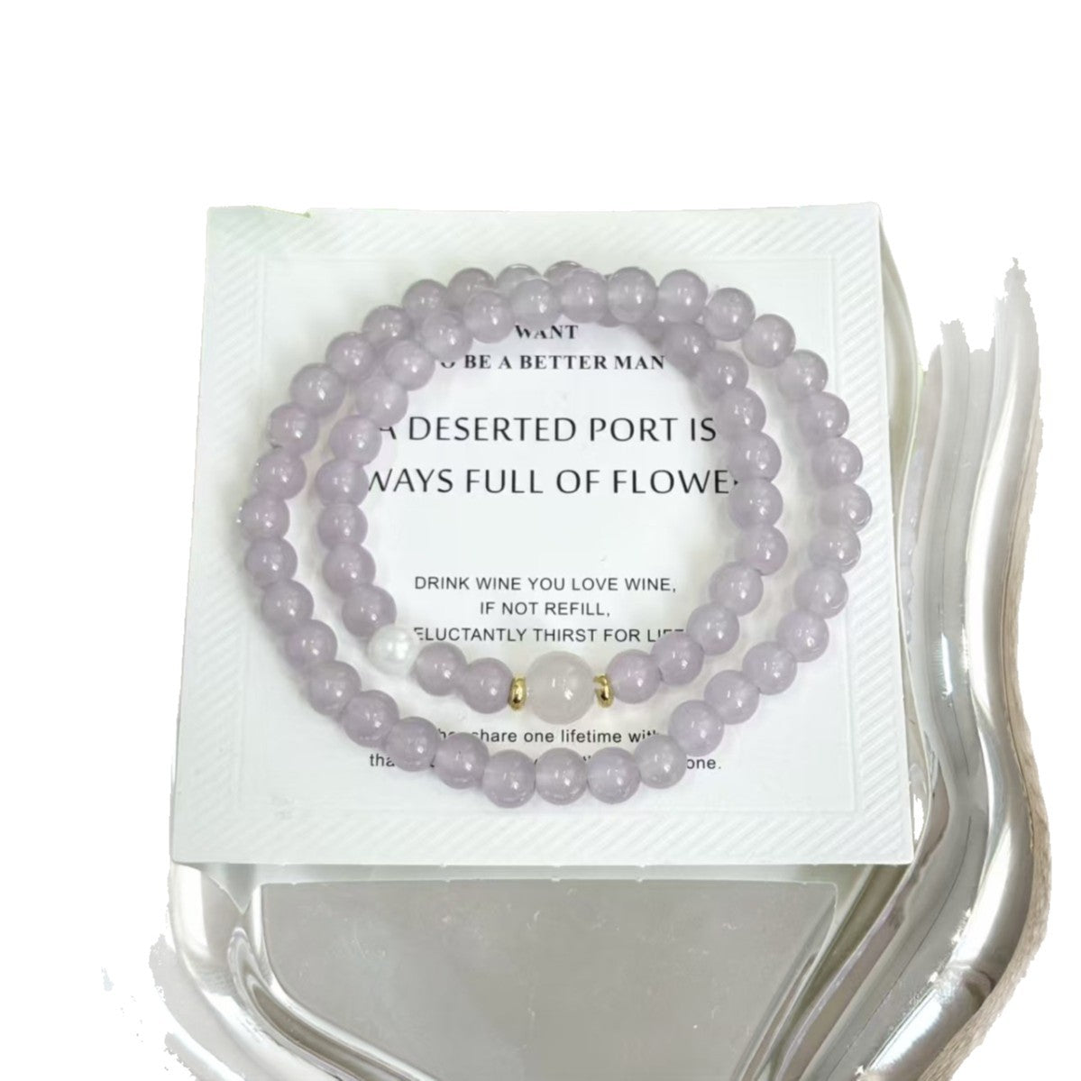 White Ash-gray Moonlight Double Circle Twin Refined Simple Fashionable Bracelet