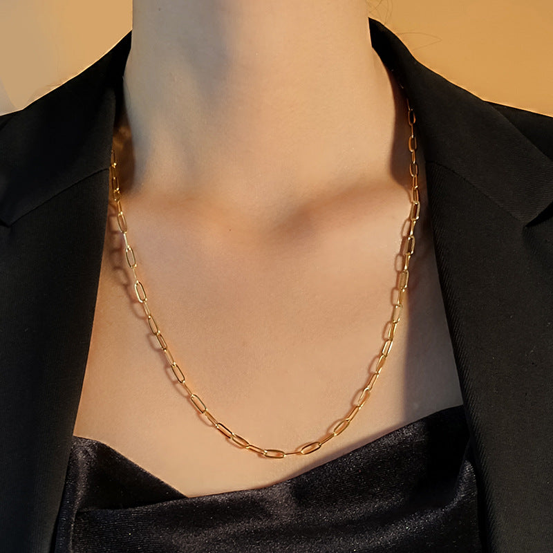 Metal Titanium Steel Chain Stainless Clavicle Necklaces