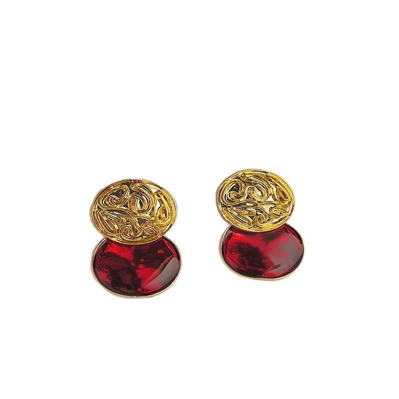 Women's Light Luxury High-grade Button Pleated Irregular Ear Temperamental Rings