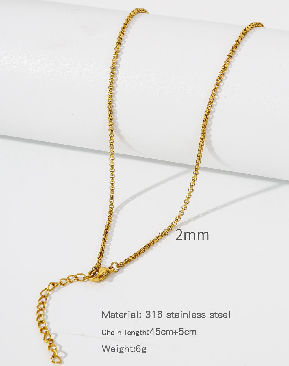 Steel Vacuum Vapor Plating Golden Chain O-shaped Hemp Flowers Necklaces