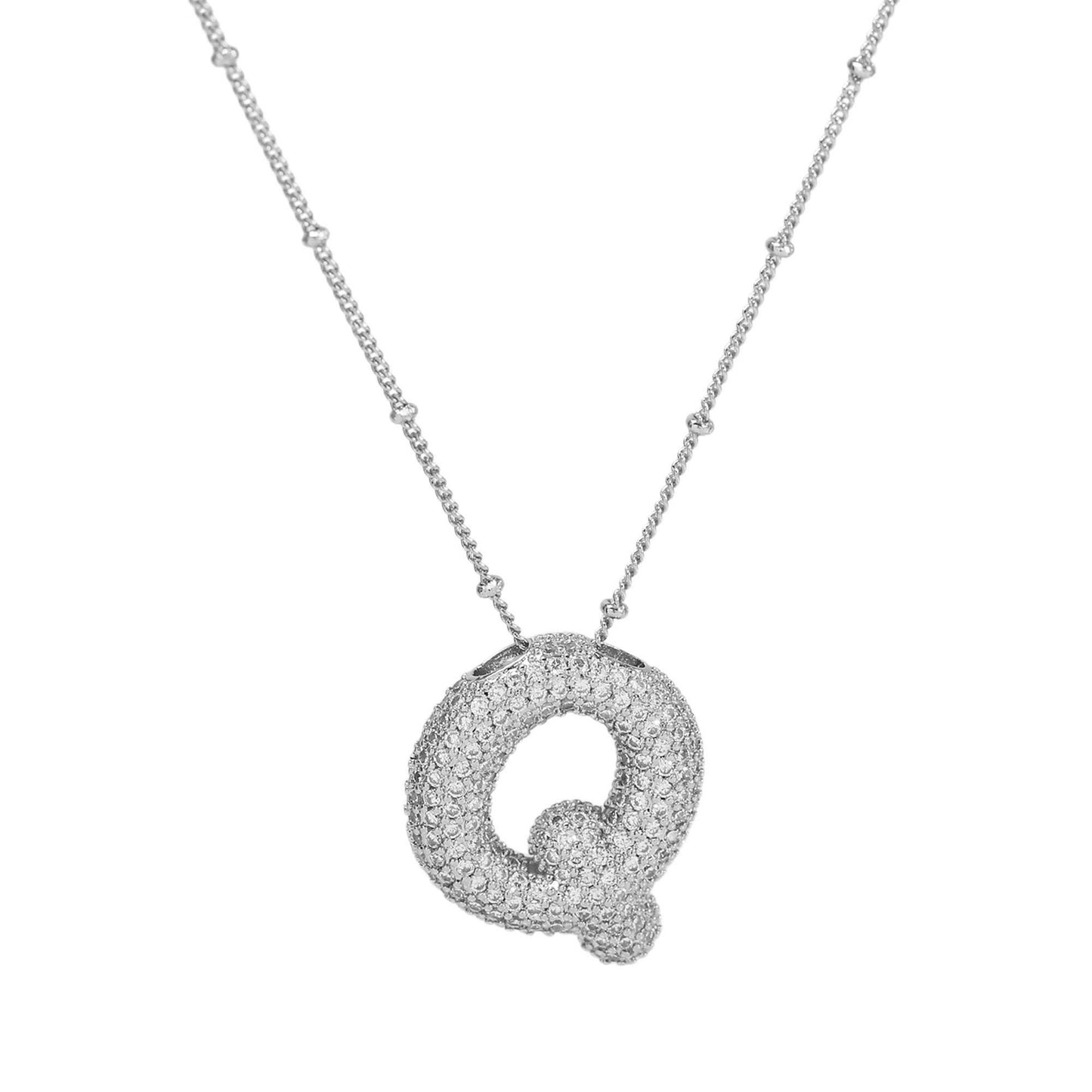 Women's Brass Zircon Bubble Balloon Letter Chubby Necklaces